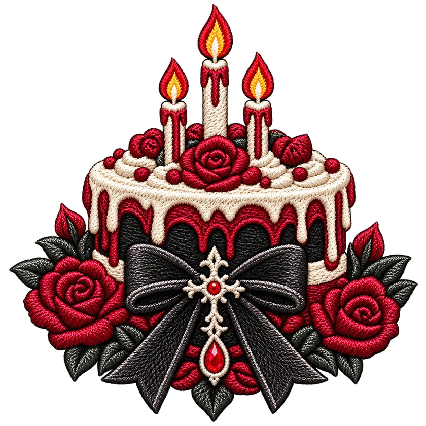 Midnight Wishes embroidered birthday cake